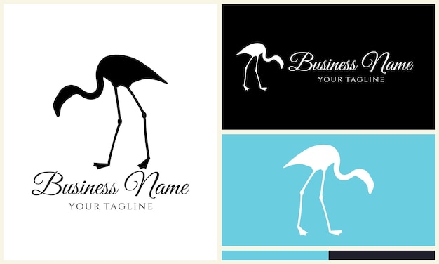 silhouette flamingo vector logo template
