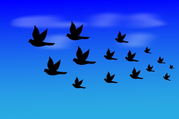 Silhouette flying bird background free vector