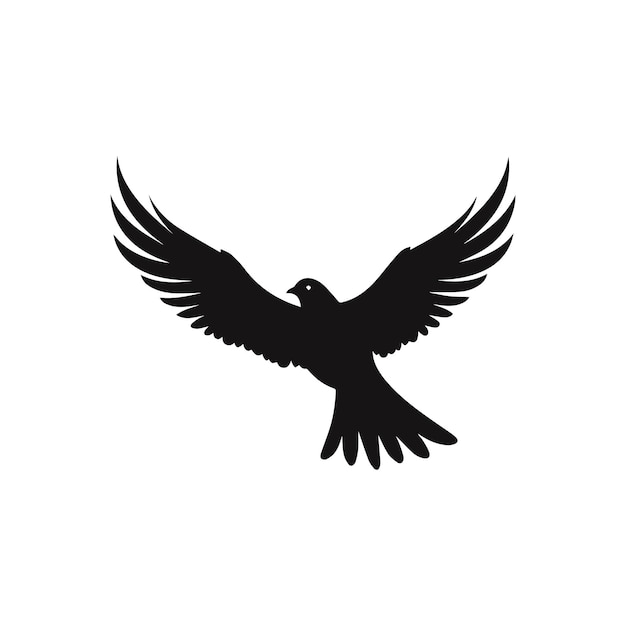 Vector silhouette of a flying pigeon