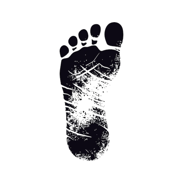 Silhouette foot print on the ground black color only