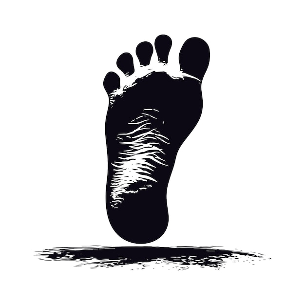 Vettore silhouette impronta del piede a terra solo colore nero