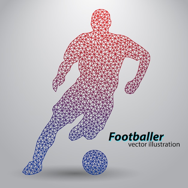 Silhouette of a football player from triangles