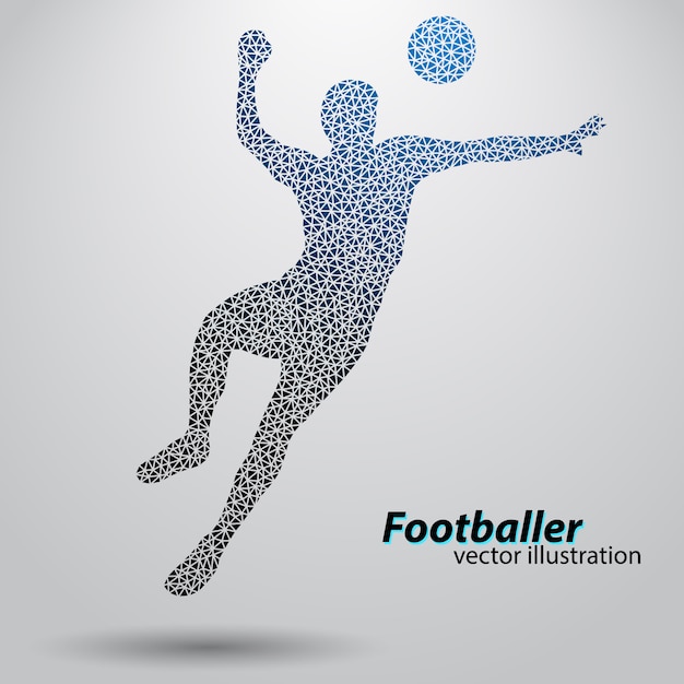 Silhouette of a football player from triangles