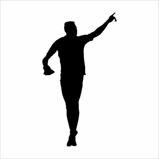 Silhouette of a football player pointing in a direction