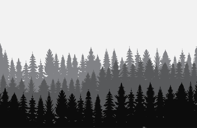 Silhouette forest black design vector isolated