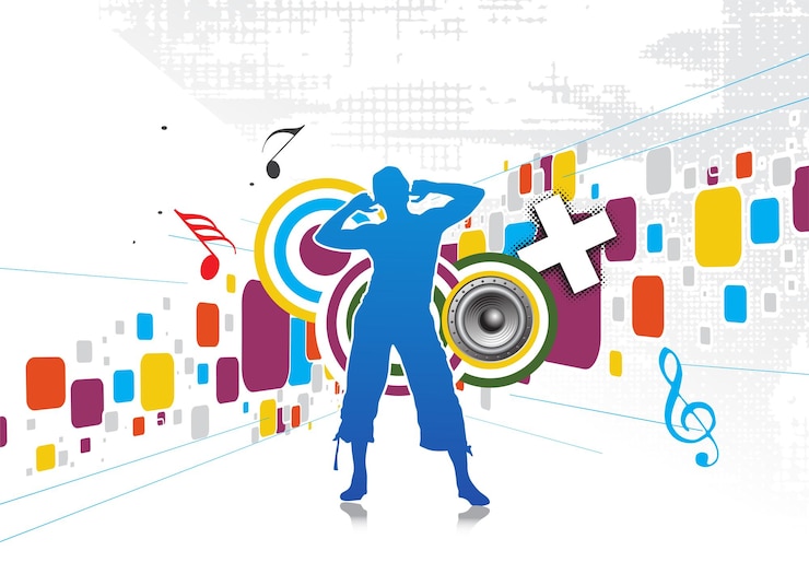 Vector silhouette of freedom person on abstract background
