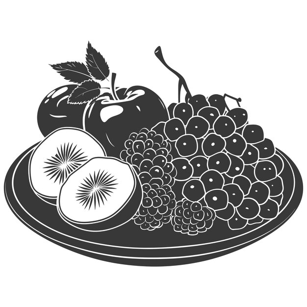 Silhouette fruit platter black color only full