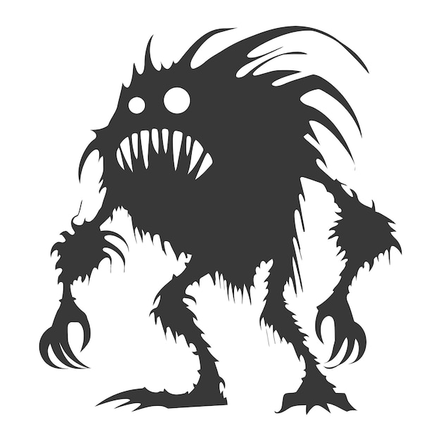 Vector silhouette funny monster black color only