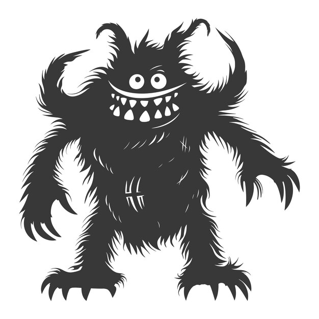 Vector silhouette funny monster black color only