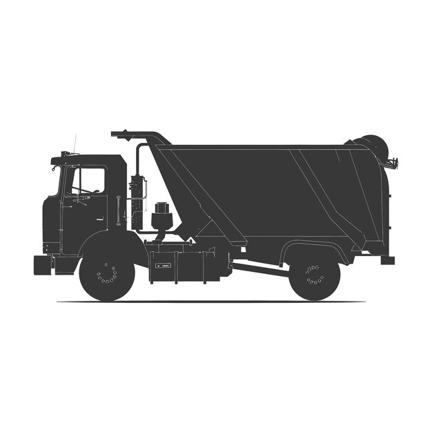 Vector silhouette garbage truck black color only