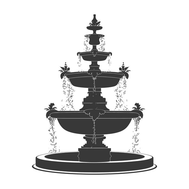 Silhouette Garden fountain black color only full