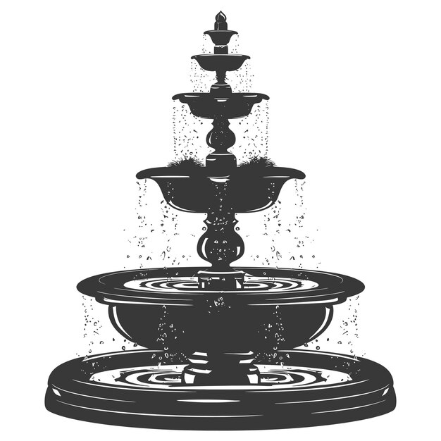 Vector silhouette garden fountain black color only full