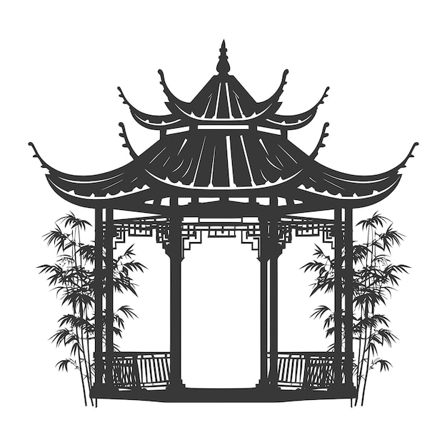 Silhouette garden gazebo bamboo black color only