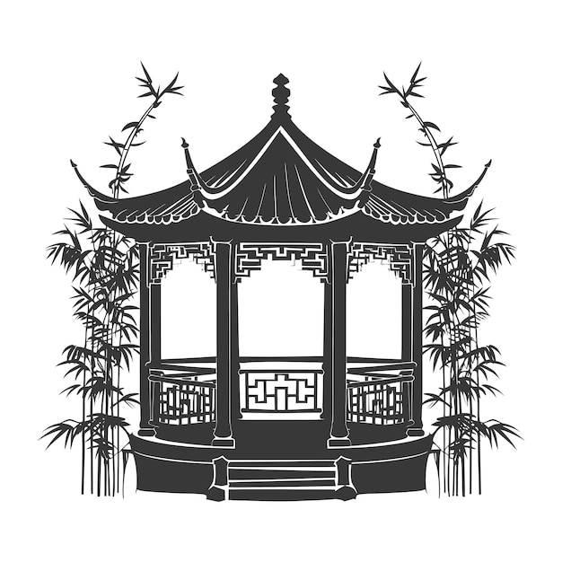 Silhouette giardino gazebo bambù colore nero solo