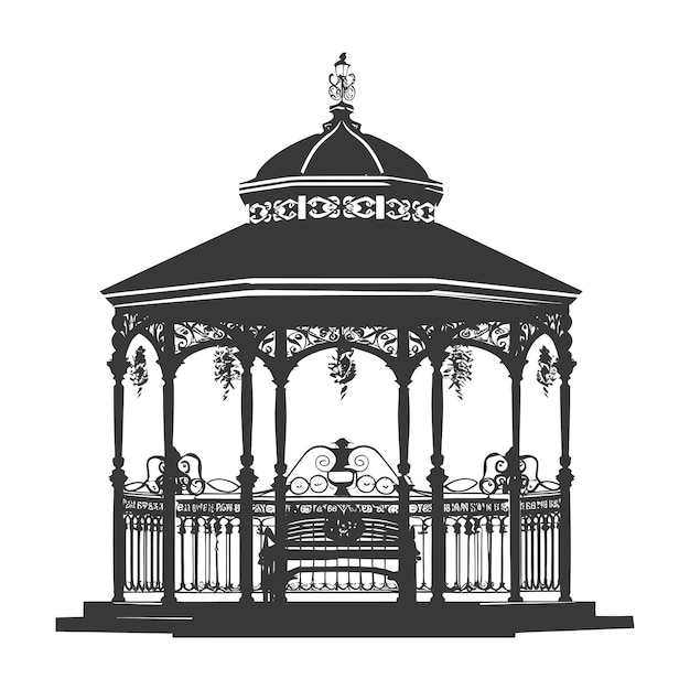 Vettore silhouette giardino gazebo colore nero solo pieno