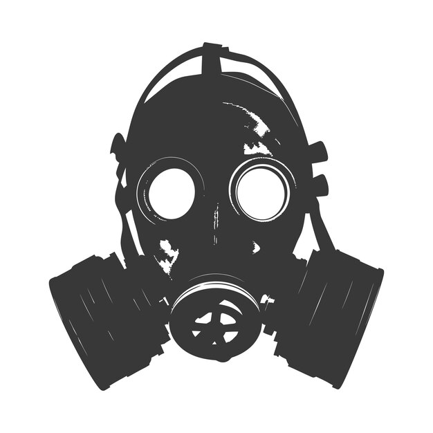 Vector silhouette gas mask black color only