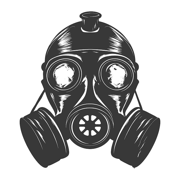 Vector silhouette gas mask black color only