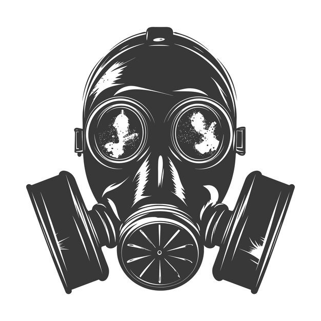 Vector silhouette gas mask black color only