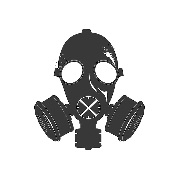 Vector silhouette gas mask black color only