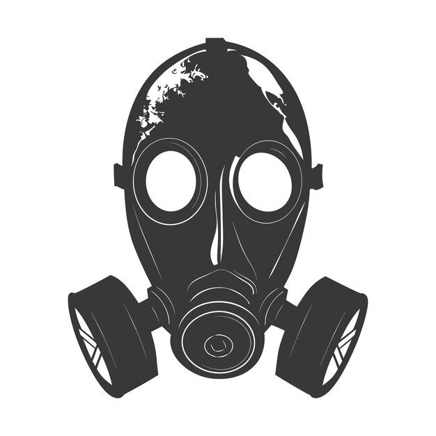 Vector silhouette gas mask black color only