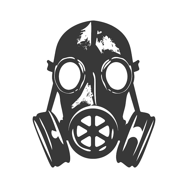 Vector silhouette gas mask black color only