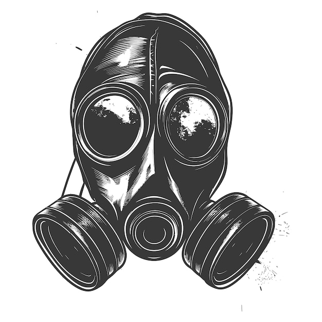 Vector silhouette gas mask black color only