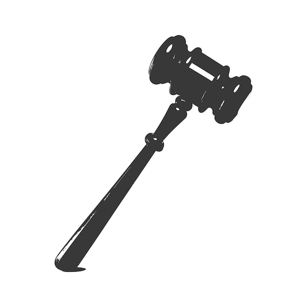 Silhouette gavel the hammer of justice black color only