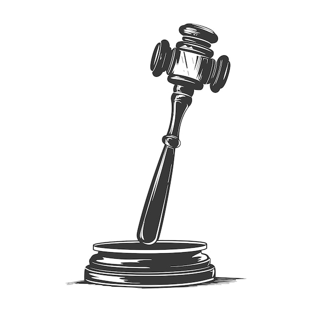 Silhouette gavel the hammer of justice black color only