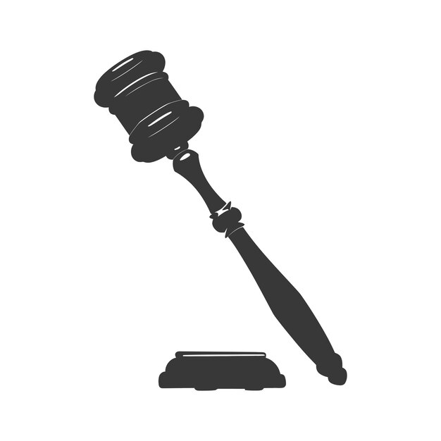 Vector silhouette gavel the hammer of justice black color only