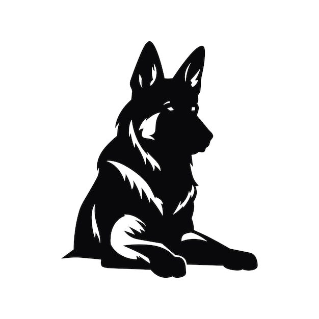 Vector silhouette german shepherd dog vector design