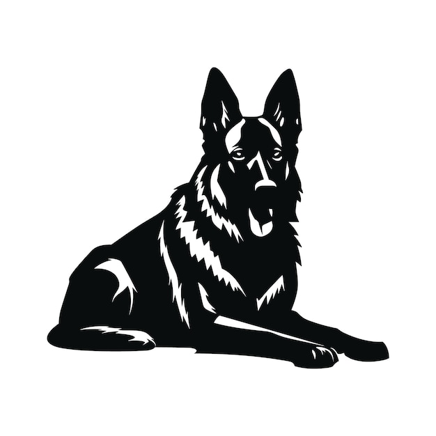 Vector silhouette german shepherd dog vector design