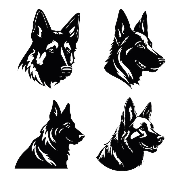 Vector silhouette german shepherd dog vector design