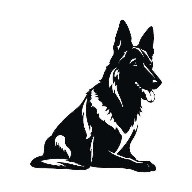 Vector silhouette german shepherd dog vector design