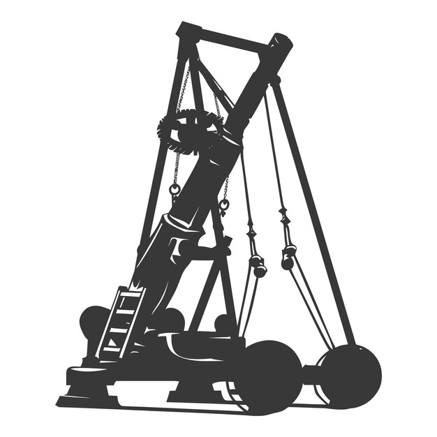 Vettore silhouette giant sling trebuchet solo in colore nero