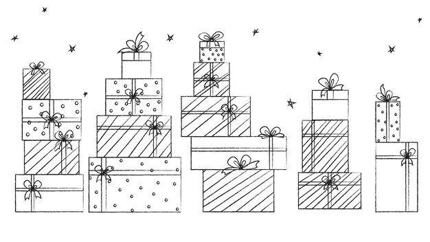 silhouette of gift boxes set of gift boxes set of christmas gifts set of birthday gifts