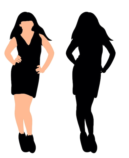 Silhouette girl beautiful vector