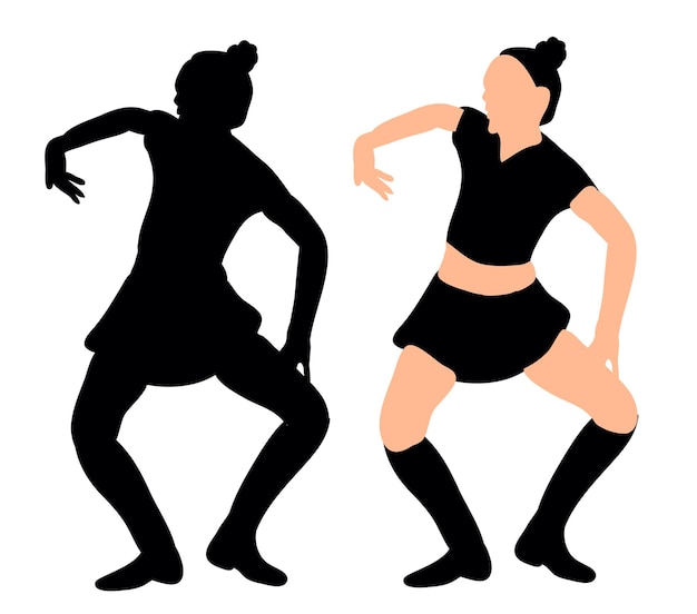 Silhouette girl dancer dancing vector illustration