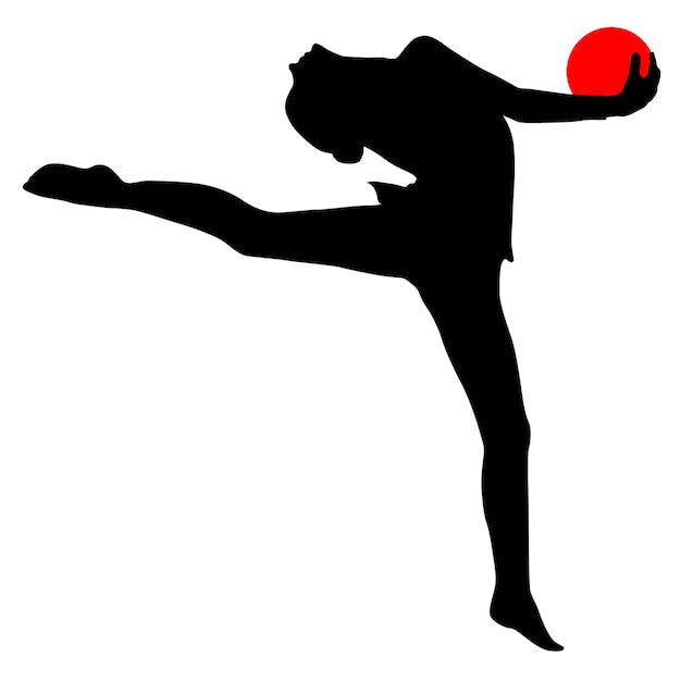 Silhouette girl gymnast with the ball Vector illustration