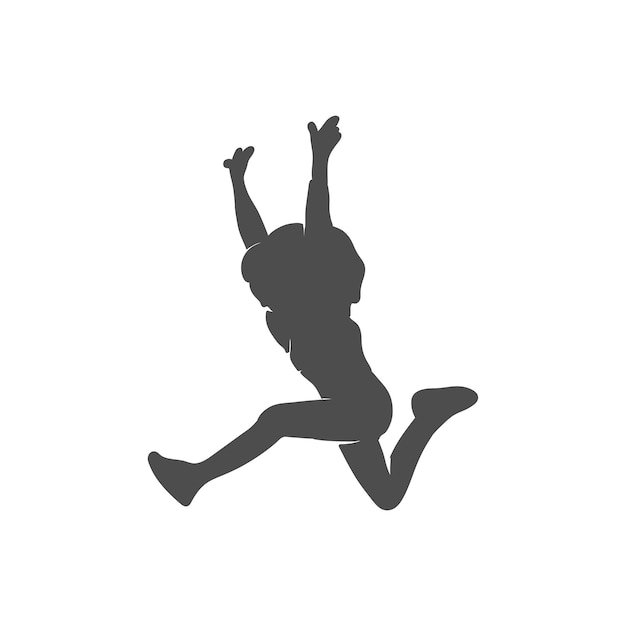 Vector silhouette of girl jumping happily