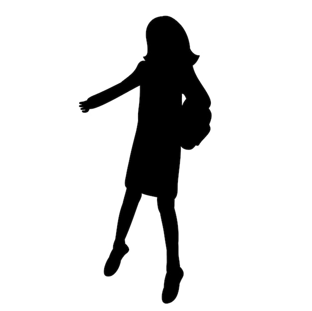 Vector silhouette girl jumping