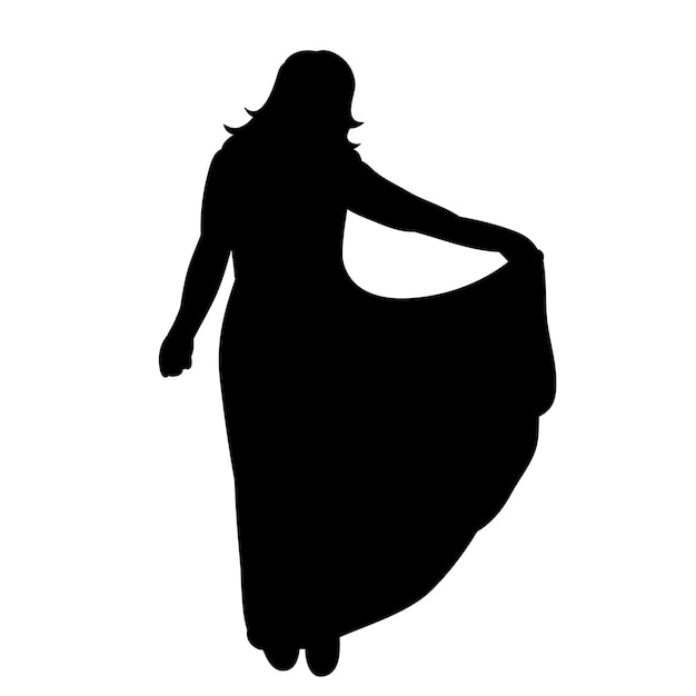 Silhouette girl in long dress