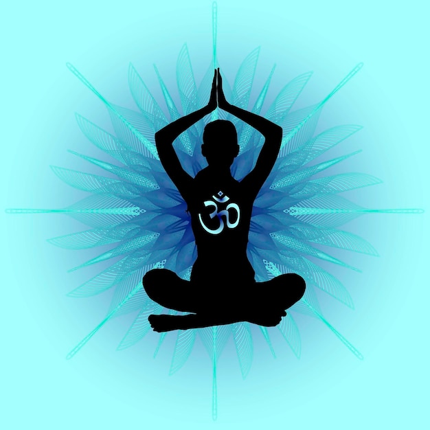 Silhouette of a girl in Lotus position on the background of the mandala A state of trance