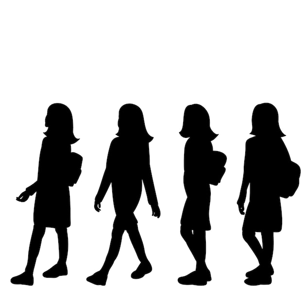 Vector silhouette girl set