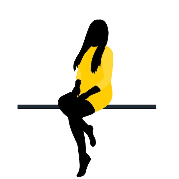 Silhouette girl sitting