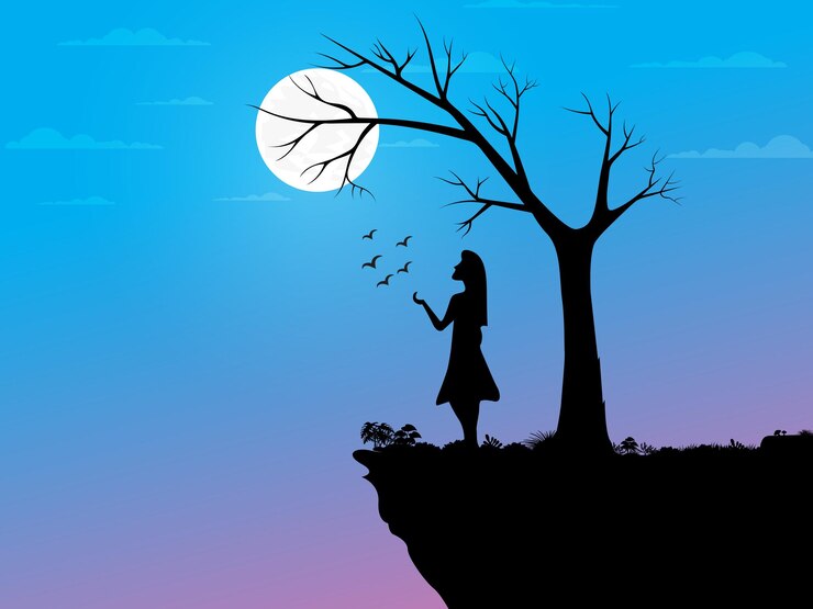 वेक्टर silhouette of a girl on a swing