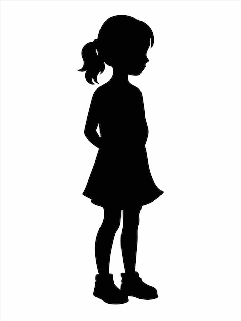 a silhouette of a girl with a bow in her hair