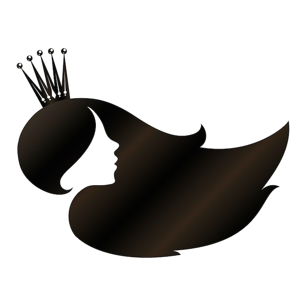 Silhouette of a girl with curls of hair and a crown on her head