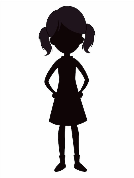 A silhouette of a girl with her hands on her hips