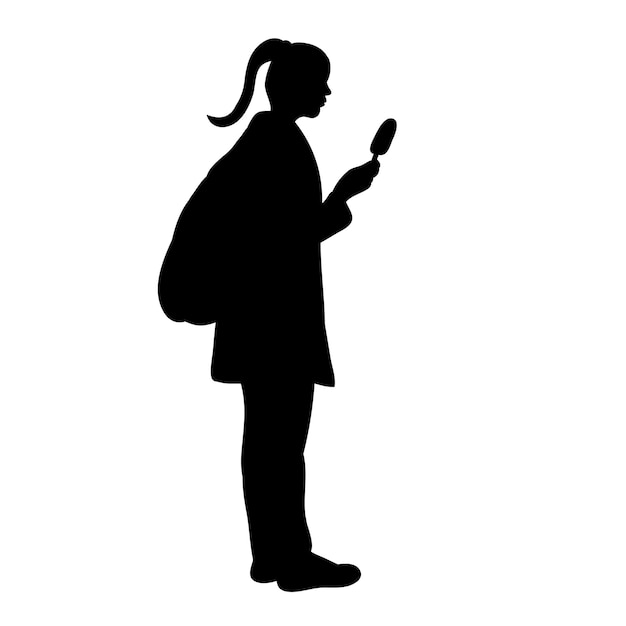 Vector silhouette girl with ice cream