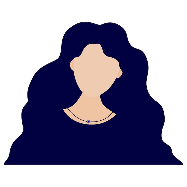 Silhouette of a girl with long wavy blue hair